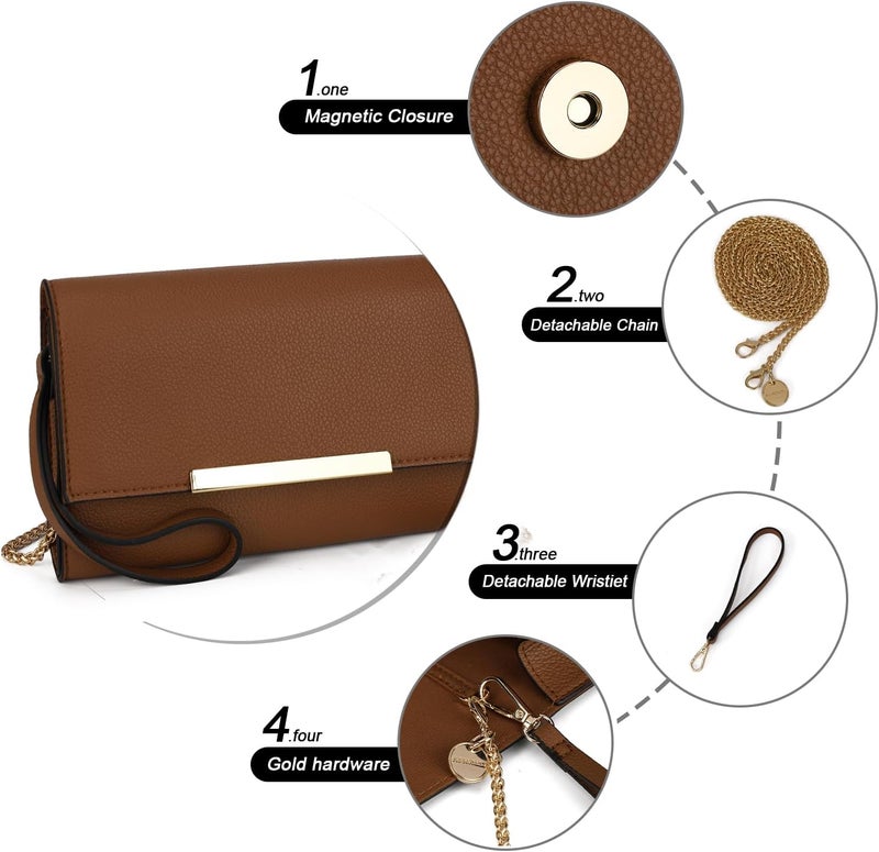 AFKOMST Small Clutch Purses for Women Formal Evening Bag Crossbody and Wristlet Handbags for Party Prom Cocktail Wedding - Image 4